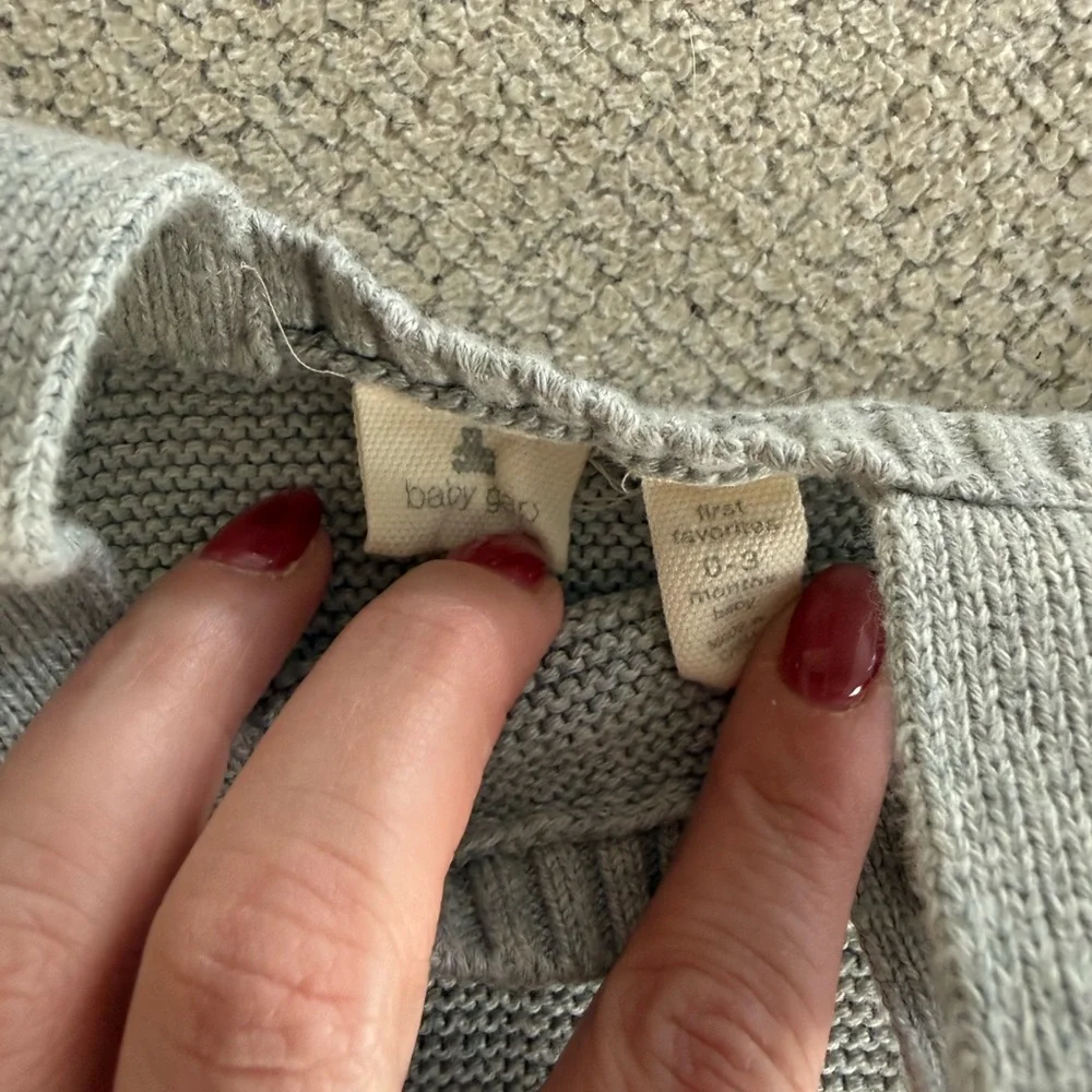 GAP Baby Gray Knit Hoodie Outfit - Picture 2 of 6